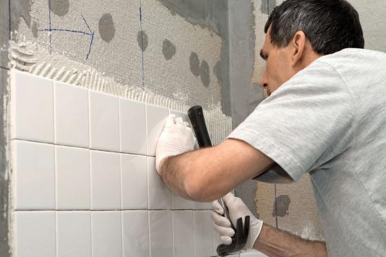 Bathroom being tiled in Richmond VA